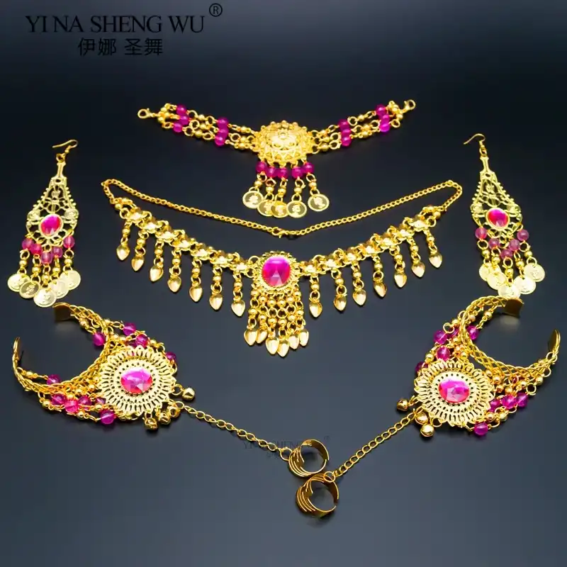 1 Set 3 pieces Indian Belly Dance Nose Rings And Studs Ear Chain Women