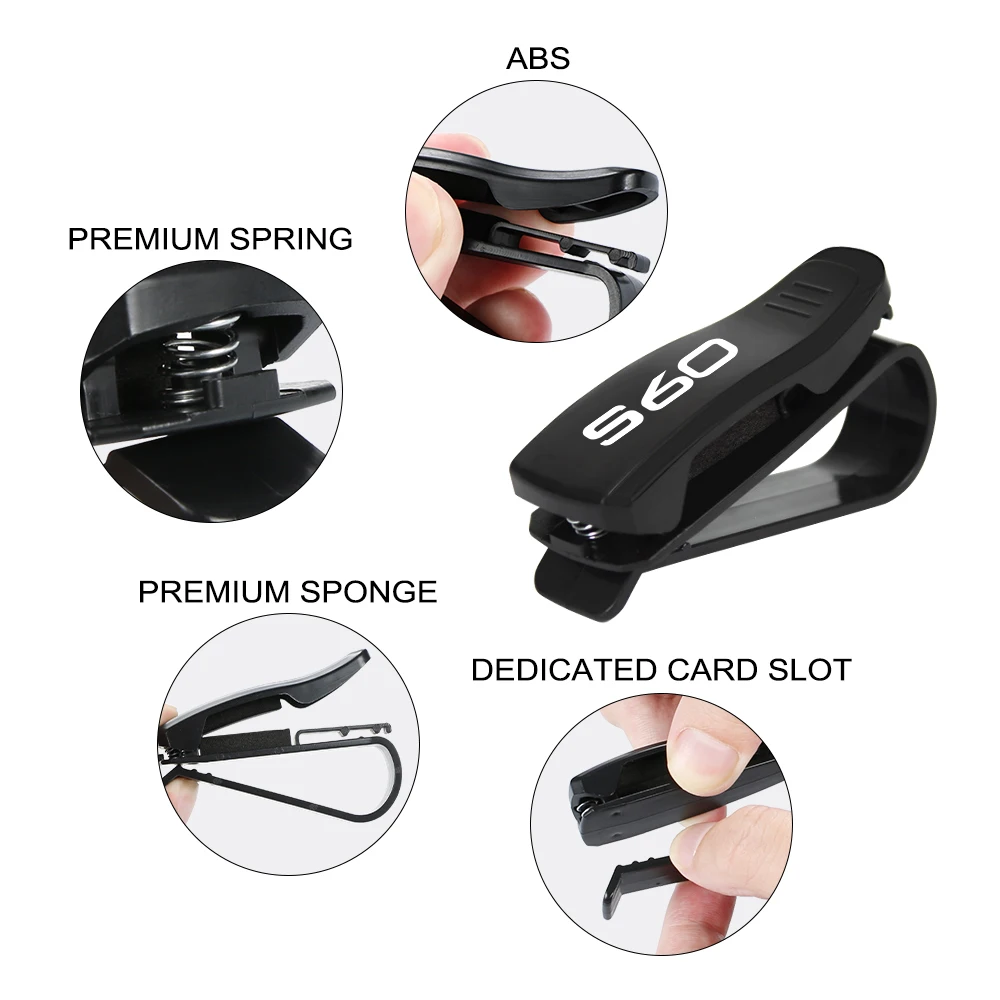 Car Glasses Clip Holder Case For Volvo XC90 XC60 C30 T6 S60 C70 XC40 V40  XC70 V70 V60 V50 S80 S40 AWD V90 S90 Car Accessories