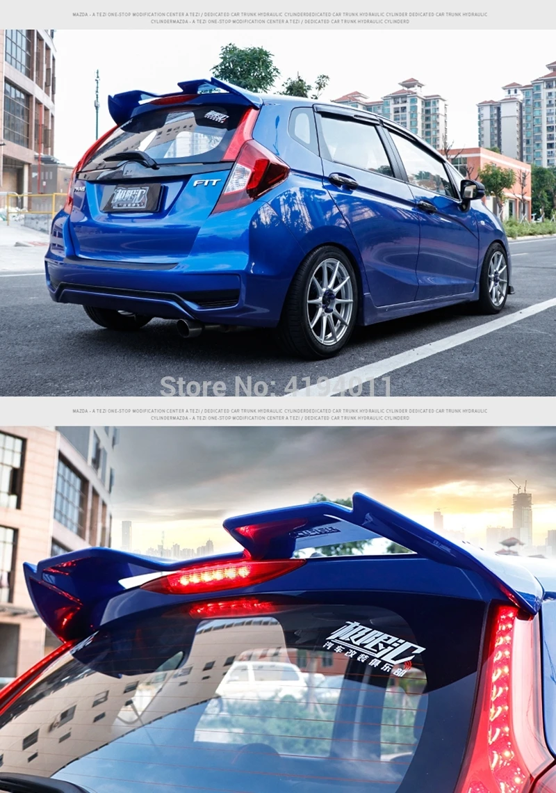 Для Honda Fit Jazz ABS пластиковый Неокрашенный Грунтовка Цвет сзади крыша багажника крыло для губ спойлер для автомобиля