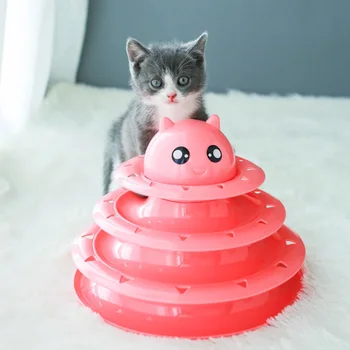 

Pet Cat Toy Funny Tower Tracks Disc Balls Intelligence Triple Play Disc Interactive Toy Training Amusement Plate Cat Toys