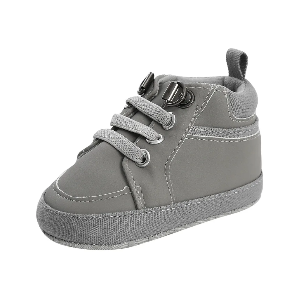 Обувь для маленьких мальчиков и девочек; модная однотонная обувь с перекрестной шнуровкой для малышей; обувь для малышей - Цвет: Gray