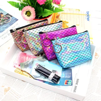 

Mini Fish-scale Pattern Coin Purse Women Girls Fashion Printed PU Wallet Lipstick Portable Money Purse Pocket Bag New