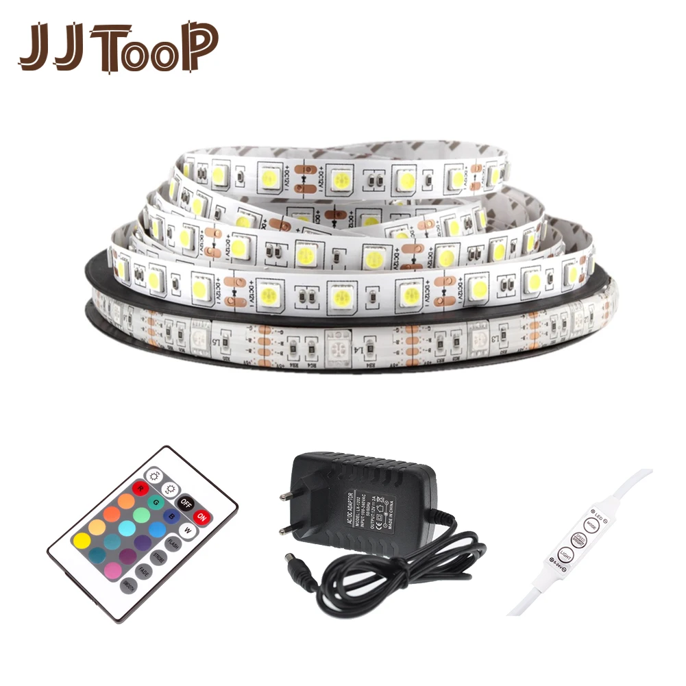 DC 12V LED Strip Light Tape Flexible Diode Ribbon SMD 5050 2835 RGB 24Key 44Key Power Remote Waterproof Lighting 1M 2M 3M 4M 5M