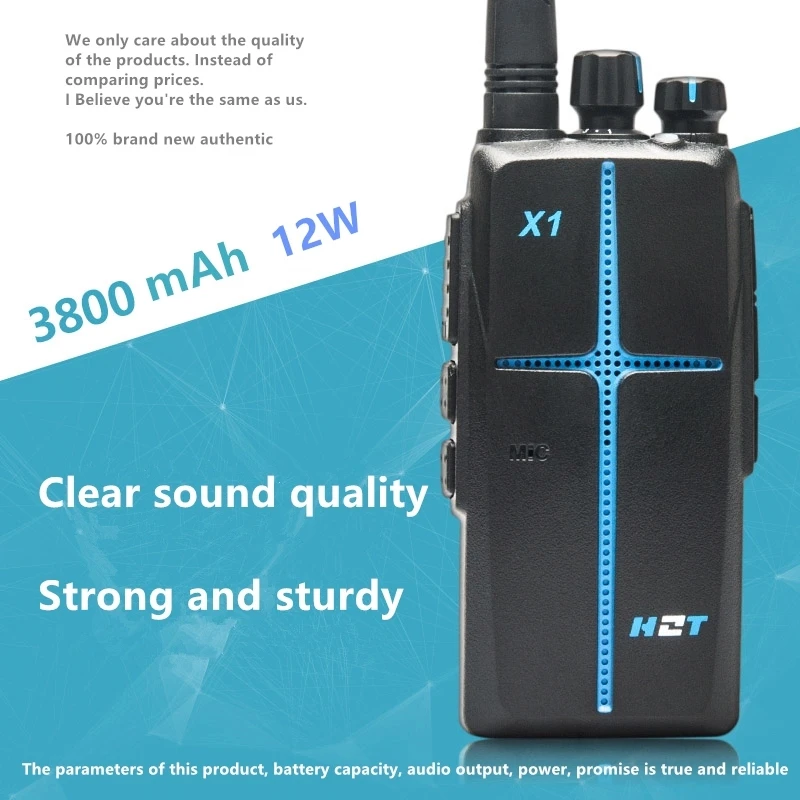 

Walkie Talkie HZT-X1 High-Power 12W Two-Way Radio Station Hotel Family 3800mAh Clear Sound Quality Rugged And Durable