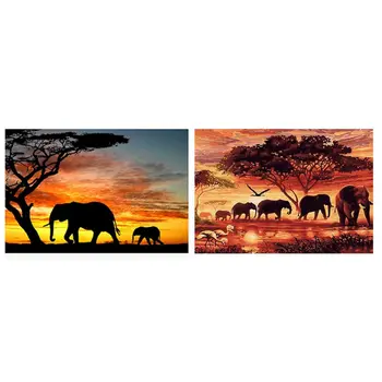

Set of 2 Diamond Painting Kit for Adult Full Drill Paint with Diamonds Pictures Arts Craft for Home Decor Gift,elephants