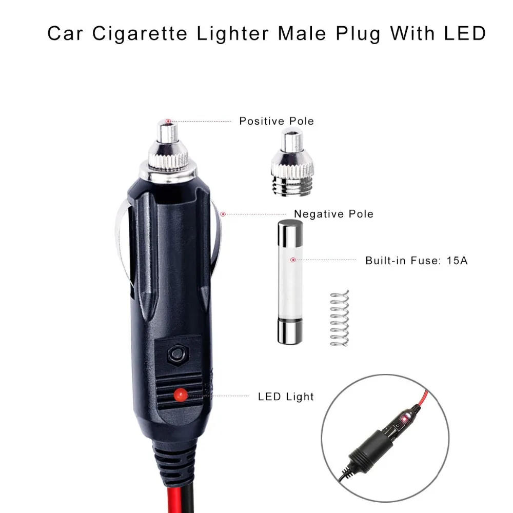 5 футов от SAE до Мужской прикуриватель штекер Кабельный адаптер с SAE быстроразъемный разъем 16 AWG удлинитель с светодиодный подсветкой