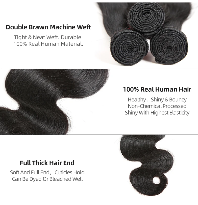 Объемные волнистые пучки бразильских волос Плетение Пучков 8 30 100% человеческие