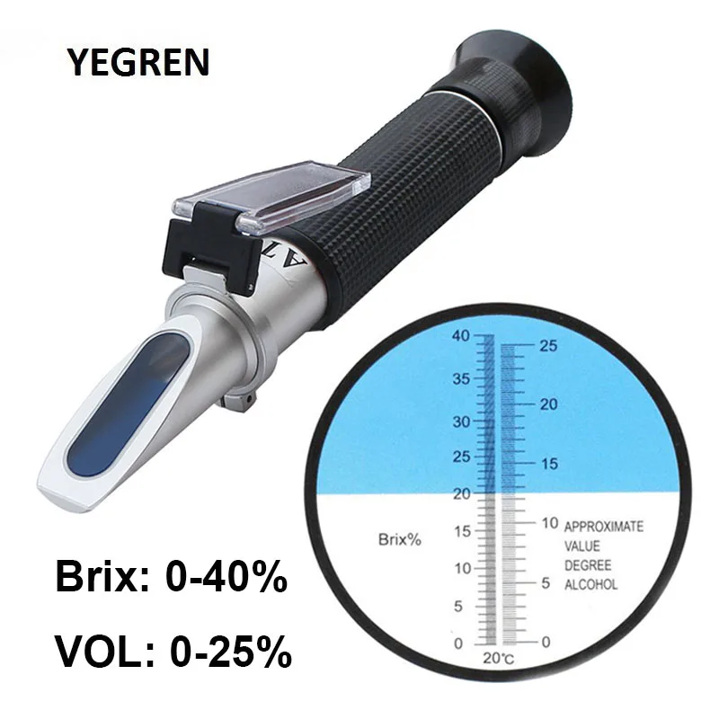 

Grape Brix Meter VOL Refractometer Grape Solution Sugar Content Tester Alcohol Concentration Detection for Wine Brewing