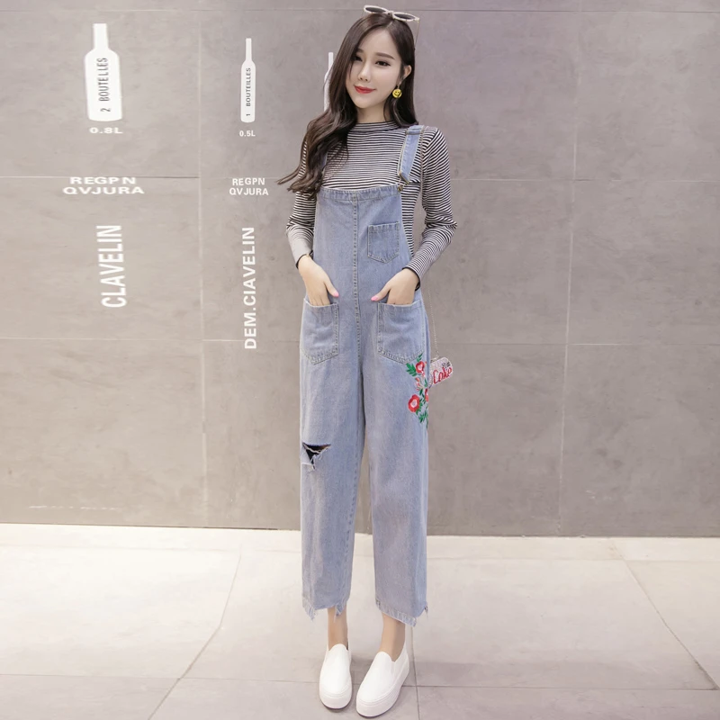womens cropped denim overalls
