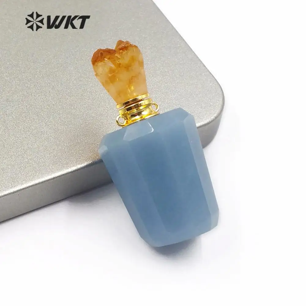 a WT-P1477 WKT опционально несколько цвета натуральный камень подвеска в виде бутылочки парфюма с золотой Гальванизированный двойной круг подвесной крючок - Окраска металла: a