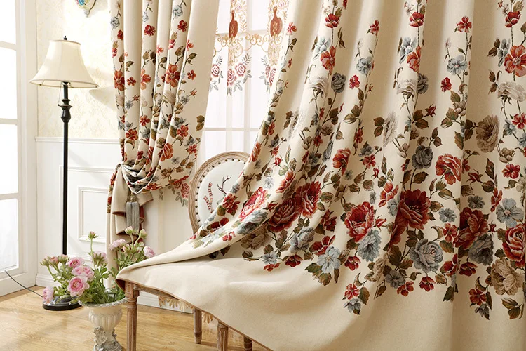 American Country Xuenier Embroidery Shade Curtains for Living Dining Room Bedroom