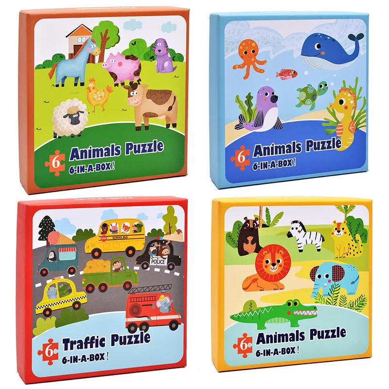

Six-in-One Farm Forest Oceans Animal Traffic Tools Jigsaw Puzzle Wood 3-6-Year-Old Educational CHILDREN'S Toy 0.4