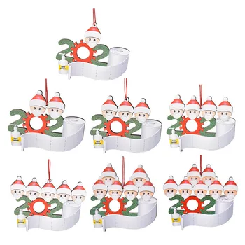 

50pcs 2020 Christmas Decoration Gift Personalized Hanging Pendants Pandemic -Social Party Distancing Santa Claus Tree Ornament
