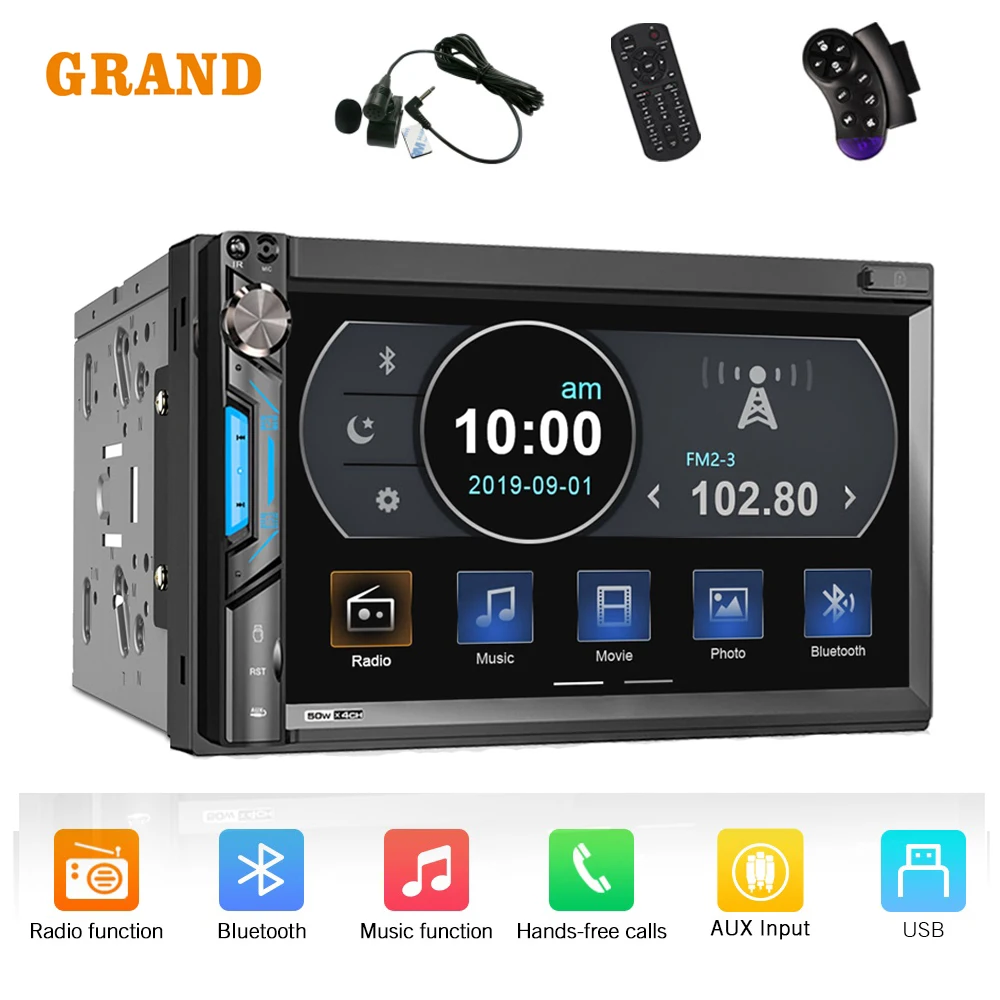 GRAND 71BT 2 Din Car Radio Stereo 7