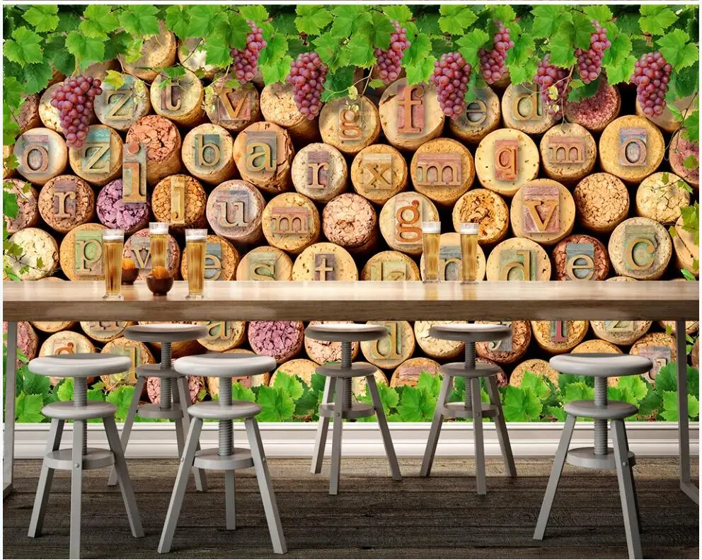 

Custom photo mural 3d wallpaper Vine wood plank english monogram restaurant bar living room home decor wallpaper for walls 3 d