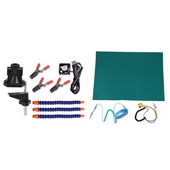 

1set Soldering Welding Bench Vise Table Clamp Station 3Pcs Flexible Arms Rotatable & 1set Phone Repair Soldering Pad