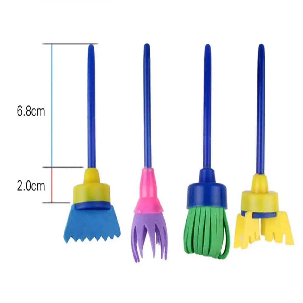 Hot 4Pcs/lot Sponge Painting Brush Flower Stamp Kids DIY Graffiti Drawing Toys