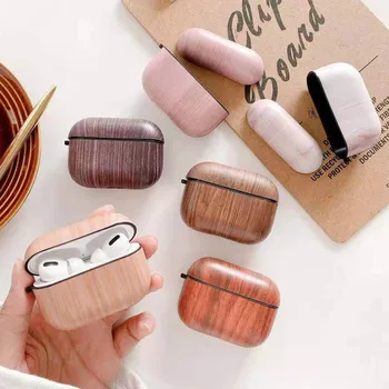 

Luxury Wood Pattern Earphone Case For AirPods 2 Pro Cases Soft TPU Business Bluetooth Charging Box For AirPod Air Pods 2 3 Case