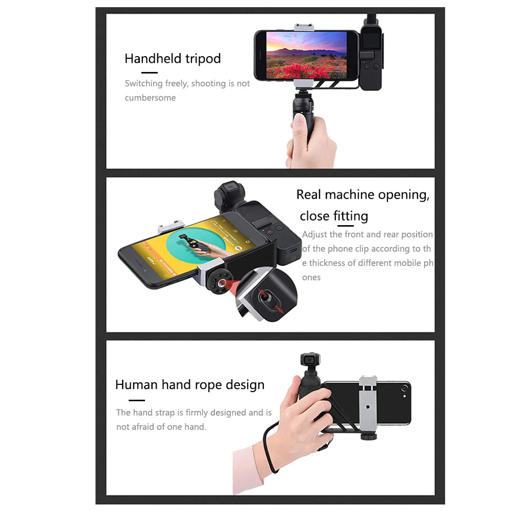 Smartphone Adapter Phone Holder Non-Slip Stand Accessories Handheld Easy Operate Aluminum Alloy Fixing Clamp For OSMO Pocket