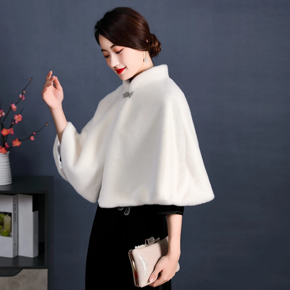 Faux Fur Party Wrap Winter Warm Bridal Bolero High Quality Wedding Coat High Neck Wedding Bridal Wrap Party Cape