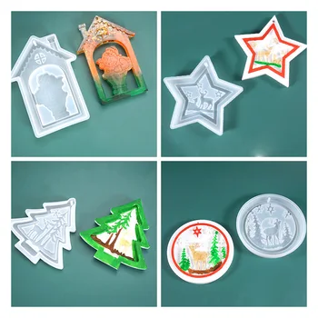 

Christmas Ornament Pendant Silicone Mold for Resin Art Holiday Star Santa Sweet Home Deco UV Resin Mould Epoxy Resin Crafts