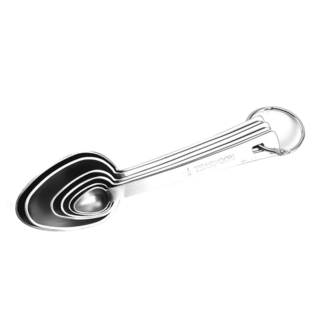 6 pcs/set Measuring Spoons Stainless Steel Baking Seasoning Measuring Scoop Home Bakery Kitchen Tool