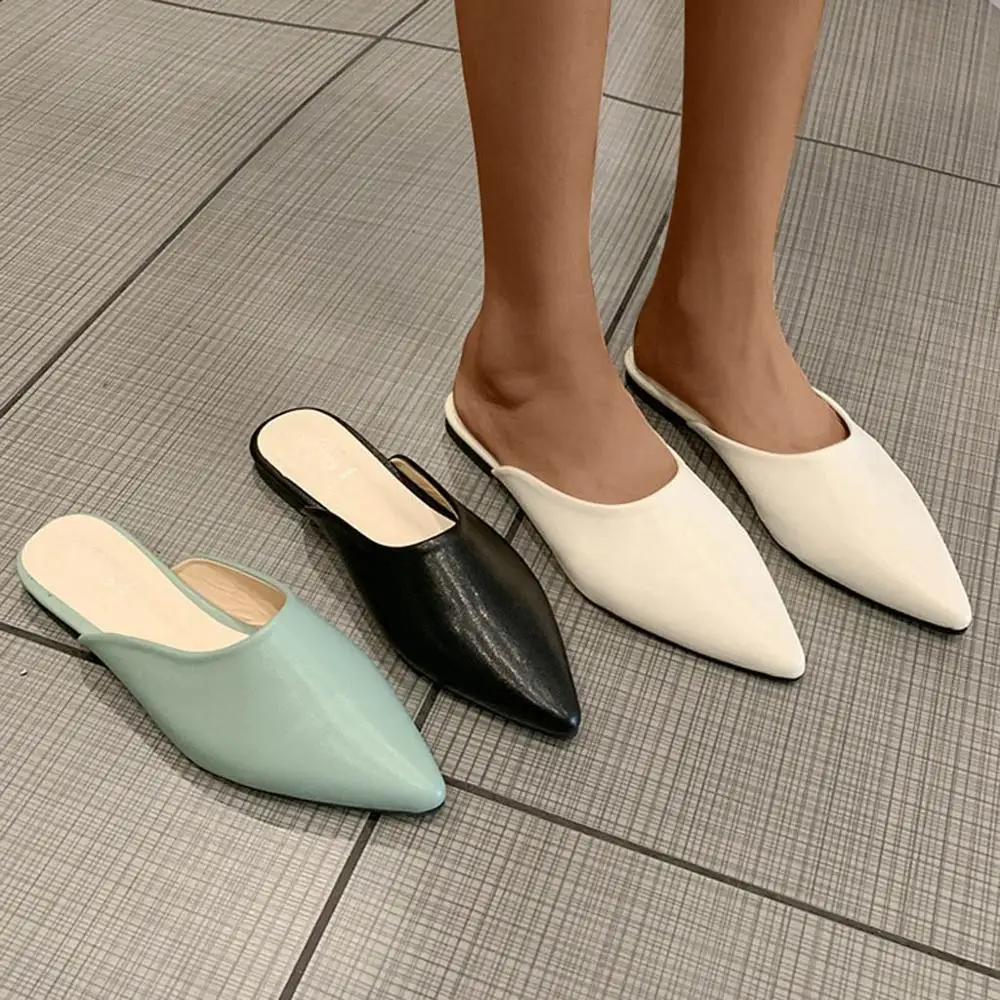 

Woman Slippers 2020 Summer Flat Bottom Pointed Half Drag Fashion Casual Wild Sandals Single Shoes