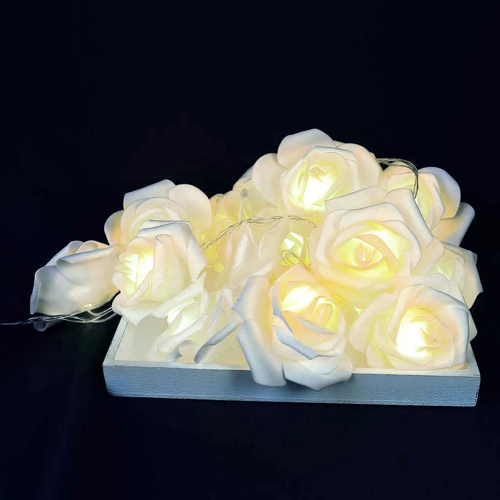 Креативная теплая белая роза светящаяся гирлянда в виде цветов СВЕТОДИОДНАЯ Гирлянда украшение для дома модное наружное праздничное