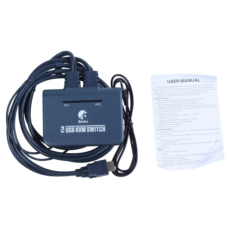 2 порта HDMI KVM переключатель с кабелями EL-21UHC