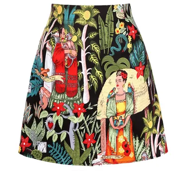 

2020 Summer Women's Vintage Mini Skirt 40s 50s 60s Floral Print Flower High Waist Slim Cotton Chic Skirts Boho Girl Retro Female