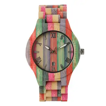 

Fashion Colorful Men Women Lovers Bamboo Wooden Quartz Analogue Wrist Watch