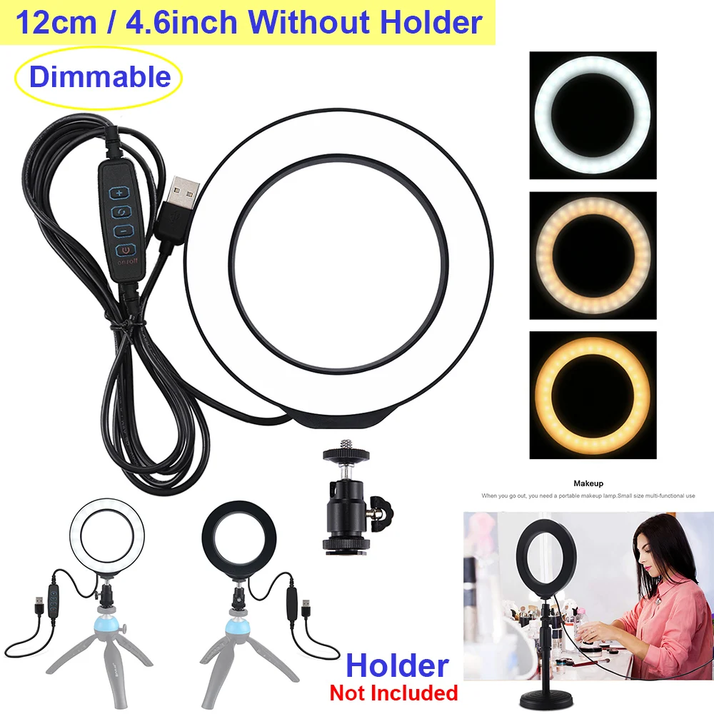  USB LED Studio Camera Ring Light Makeup Ring Lamp Phone Video Light Lamp With Tripods Stick Ring Ta