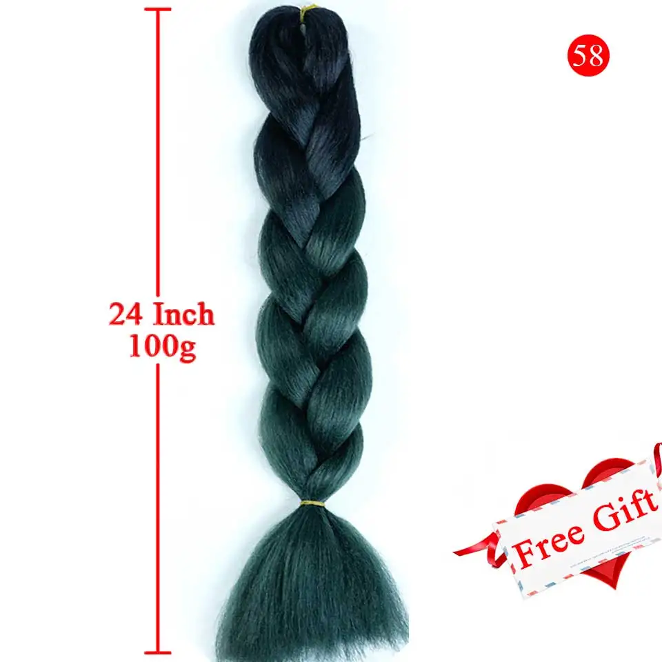 MEIFAN Для женщин 24 дюйма, вязанные крючком косички, 100 г/упак. эффектом деграде(переход от темного к синтетические волосы крупное плетение волос волосы для наращивания для девочек - Цвет: BR02-58