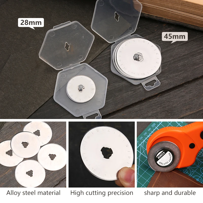 28mm /45 mm Rotary Replacement Blades Paper Cutter Knitting Circular Cutting Patchwork Leather Crafts Rotary Cutter craft cutting tools