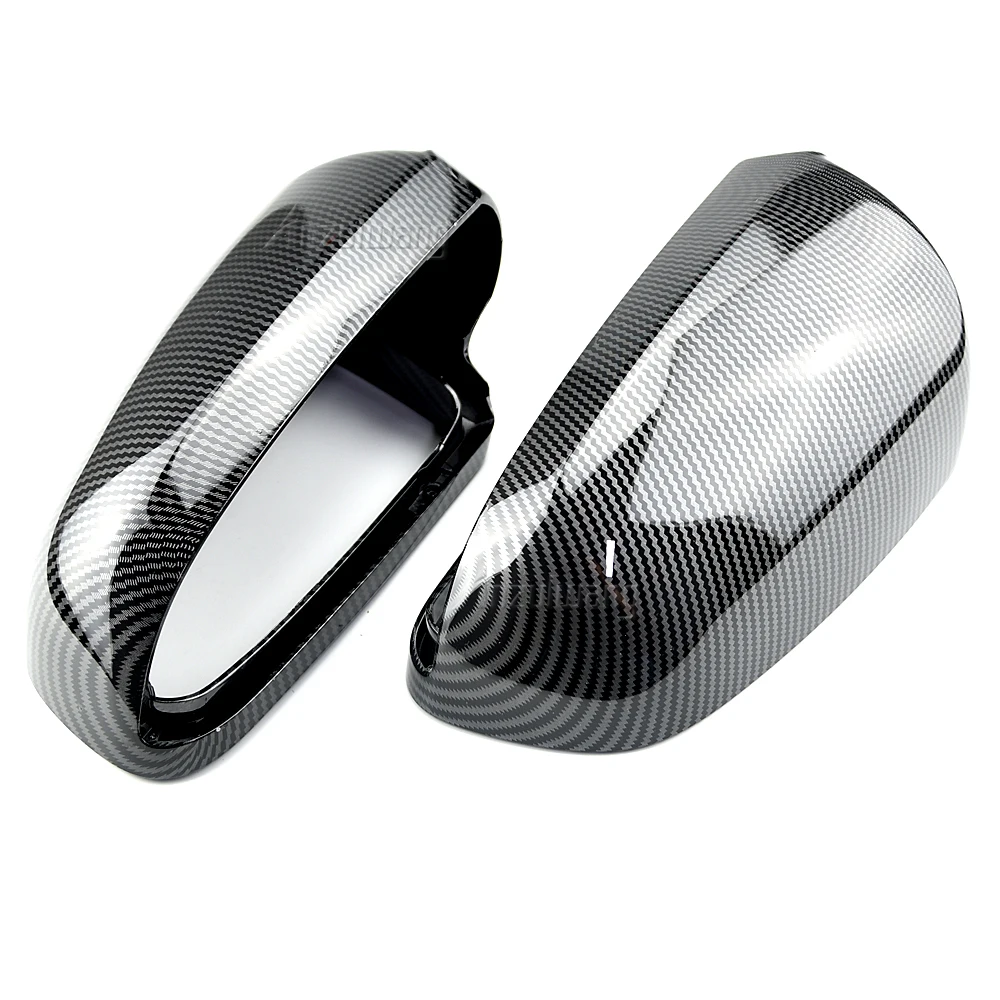 

1Pair Car Wing Mirror Caps Carbon fiber style and bright black Mirror Cover Rearview Side Mirror Cap S Line for Audi A4 S4 B6 B7