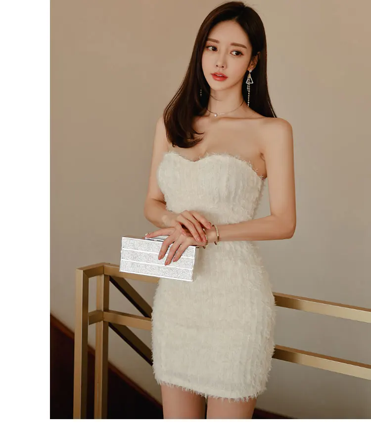 white tube top dress