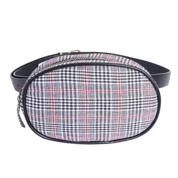 

Leisure Lattice Canvas Crossbody Fanny Packs Women Belt Oval zipper Removable Shoulder Chest Waist Bags