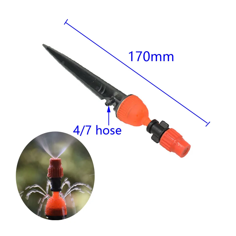360 Degree Adjustable Irrigation Dripper Inserting Ground 4/7mm Hose Garden Watering Vortex Sprinkler 1/4" Connector 10pc