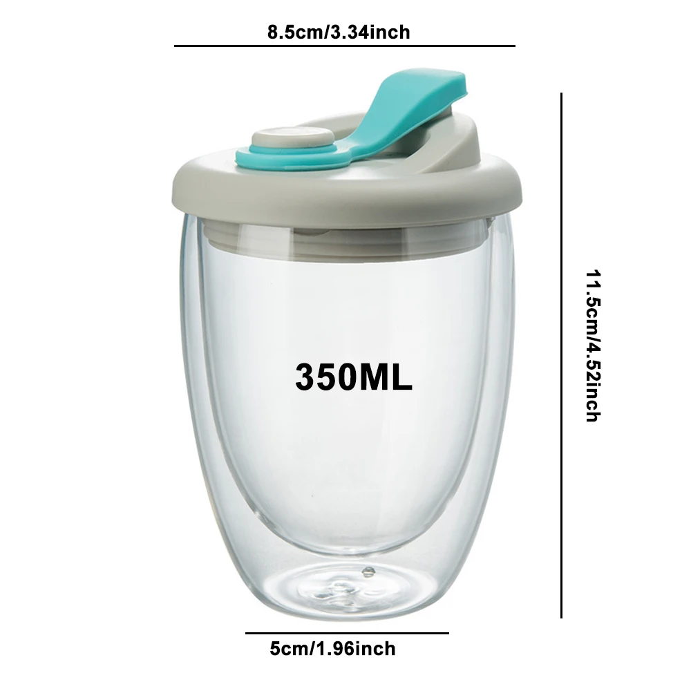 Double Wall Glass With Silicone Vacuum Sipper Lid - 350Ml