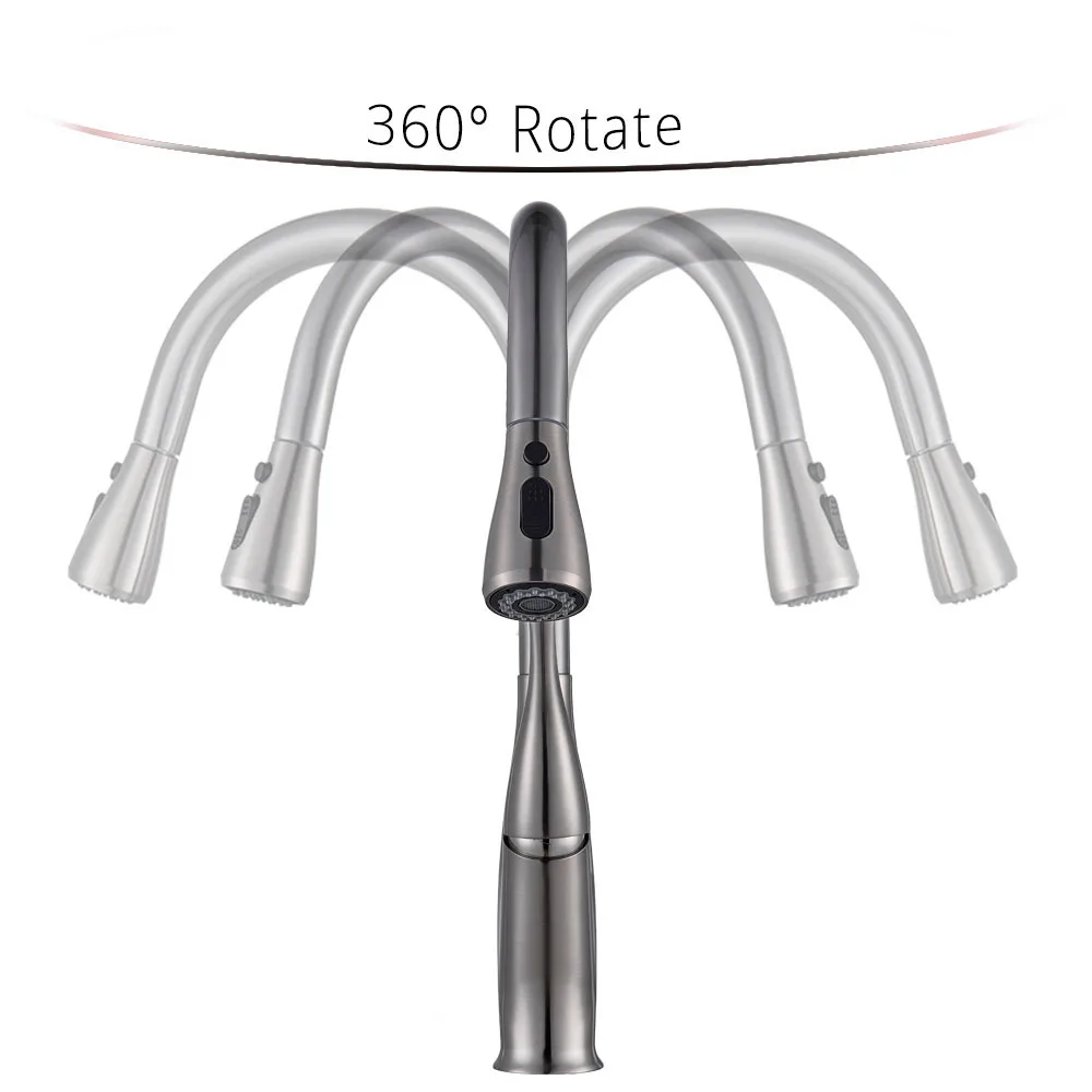 stainless kitchen sink POIQIHY Kitchen Faucet Blacked Single Handle Pull Down Kitchen Tap Deck Mount 360 Degree Brushed Nickel Faucets Water Mixer Tap pull down kitchen faucet