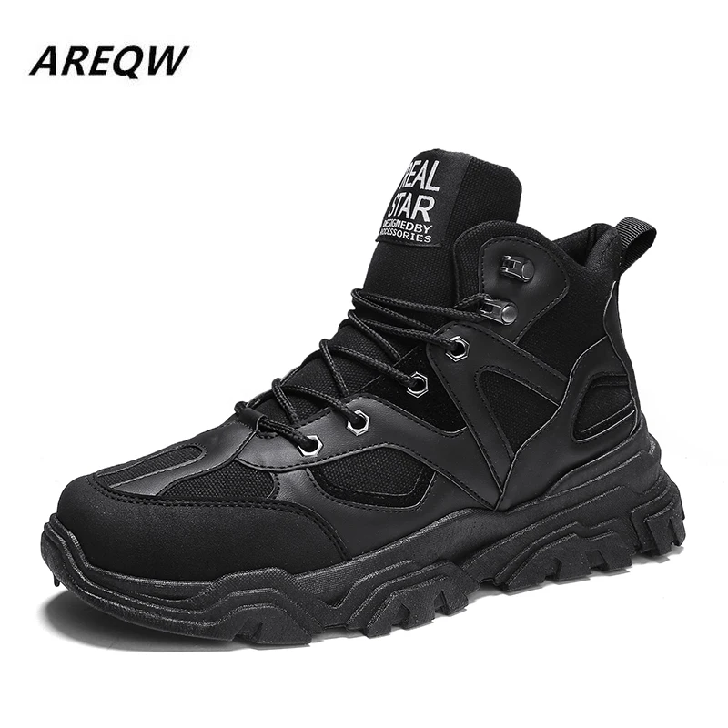 

2019 New Men's Fashion Retro High Mesh Shoes Sneakers Comfortable Martin Shoes Round Head Color Matching Men's Shoes