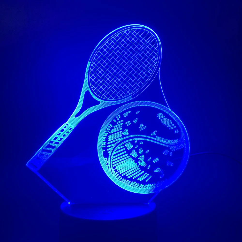

Tennis Racket 3d Lamp Sport Exercise Multi-color with Remote for Bedside Decorative Lovely Prize for Child Led Night Light Lamp