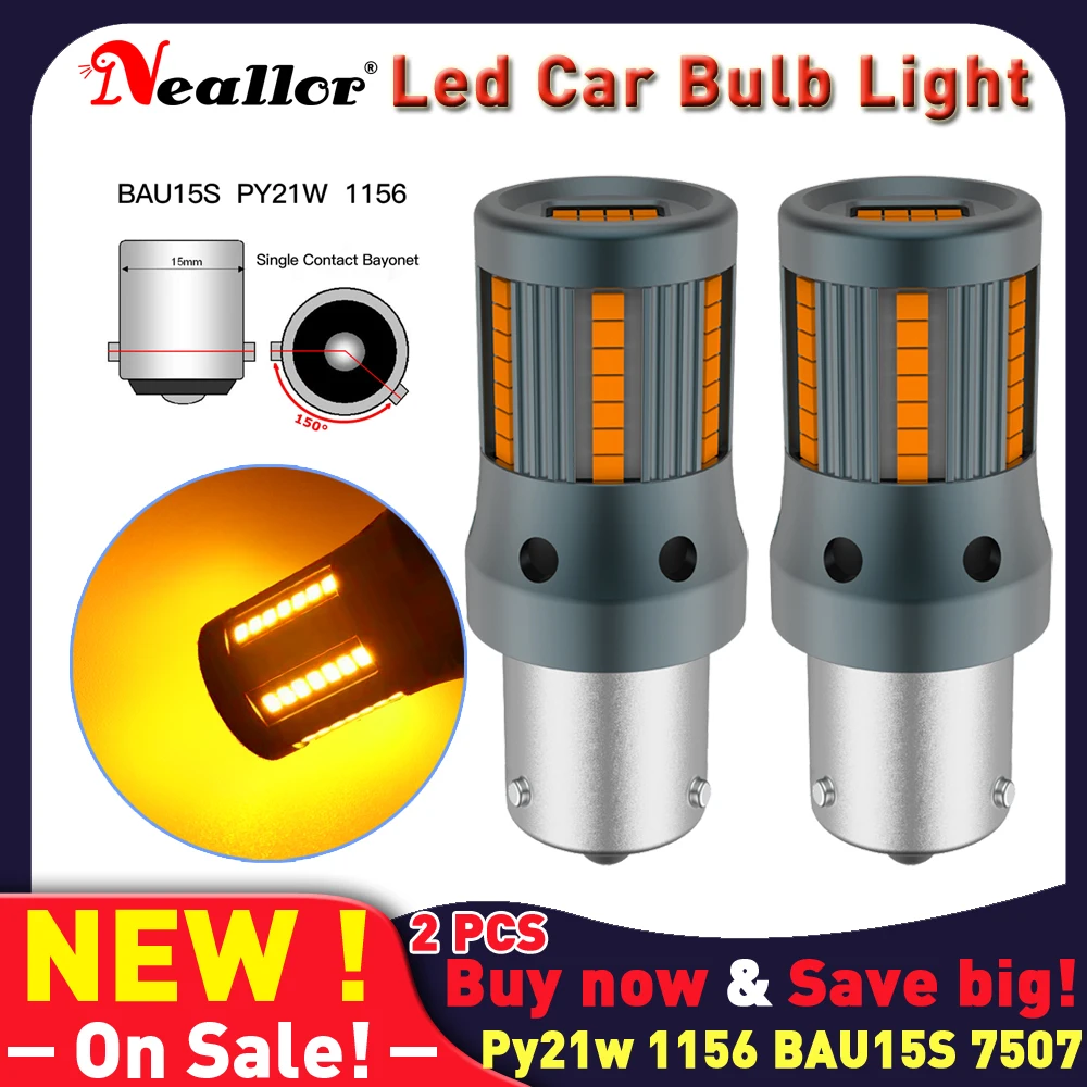 Светодиодная лампа BAU15S 7507 PY21W 1156 P21w Ba15s T20 для передних указателей поворота