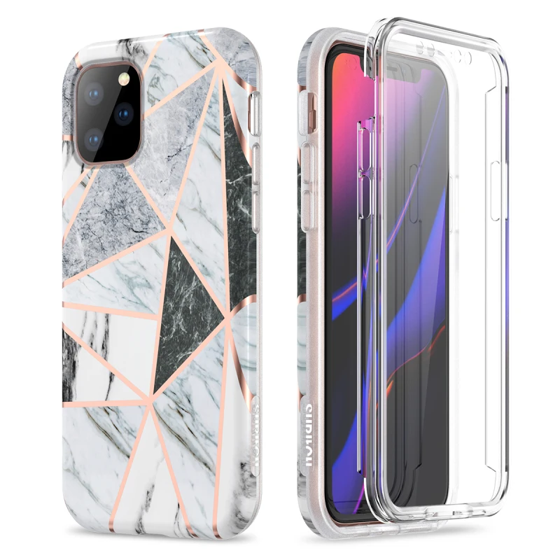 Роскошный мягкий чехол для iPhone 11 Por Max, чехол для iPhone 11, мраморный чехол, встроенная пленка, жесткая рамка, противоударный защитный чехол 360 C - Цвет: color