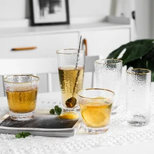 1 шт. молоток с узором Пномпень стеклянная чашка для воды в японском стиле золотой обод процесс круглая кружка для воды бокал вина es Home Teaware