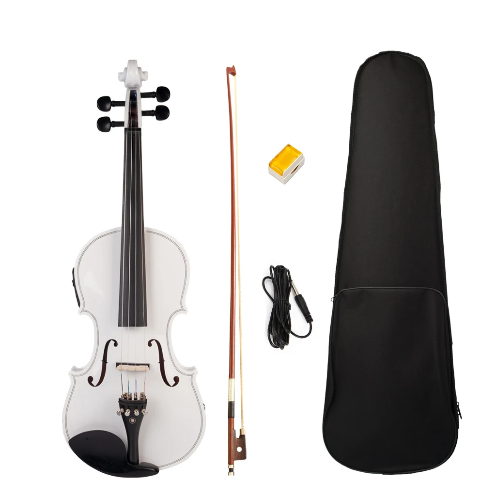 Professional Acoustic Violin With EQ Installation 4/4 Solidwood Fiddle Set W/ Rosin+Audio Cable+Brazilwood Bow+Canvas Case