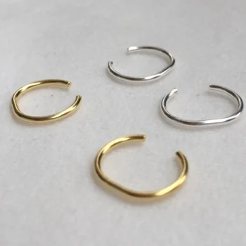 

Sterling silver jewelry no ear hole neutral ear bones no pierced ear clips Essential original simple small earrings semicircle