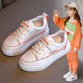 

Girls' Small White Shoes 2020 Autumn Kids Board Shoes New Pupil Versatile Waterproof Non Slip Leather Shoes Children's Shoes