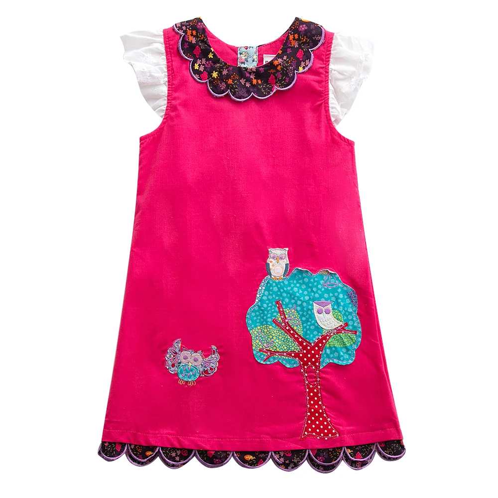 Girls Sleeveless Dress Embroidered Cotton Dress Summer New Button Dress for Girls Wearing Sleeveless Dress H6148