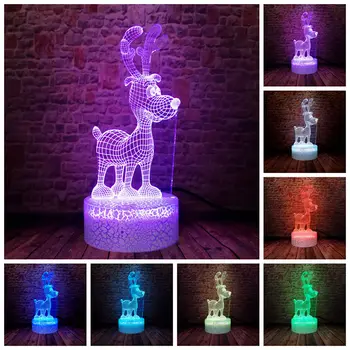 

Flashing Xmas Model 3D Illusion LED Desk Nightlight Colorful Changing Light Christmas Deer Figure Light-up Toys